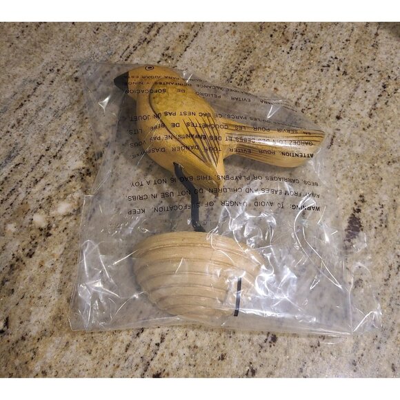 Vintage Painted Carved Perched Bird Wall Hanging Yellow Folk Art About 9" - Picture 12 of 12